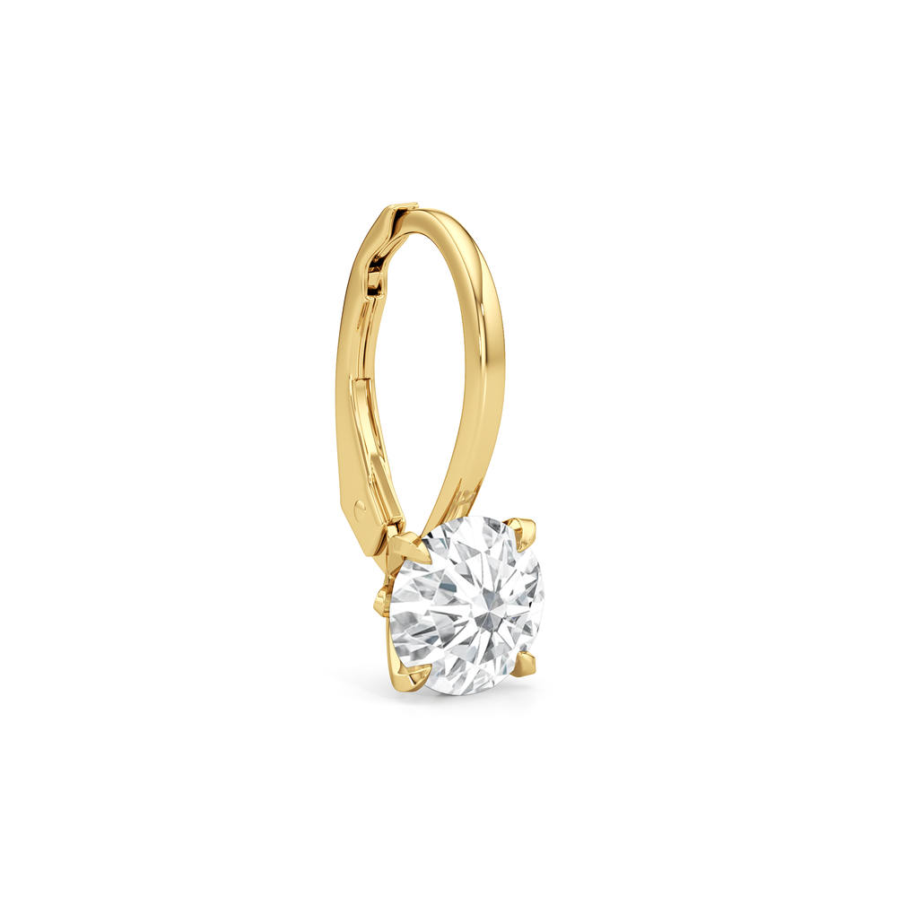 The W Classic Earrings with 18KT Yellow Gold / Lab / 2 Cut Diamond in 14KT Yellow Gold / Lab / 2 view 5
