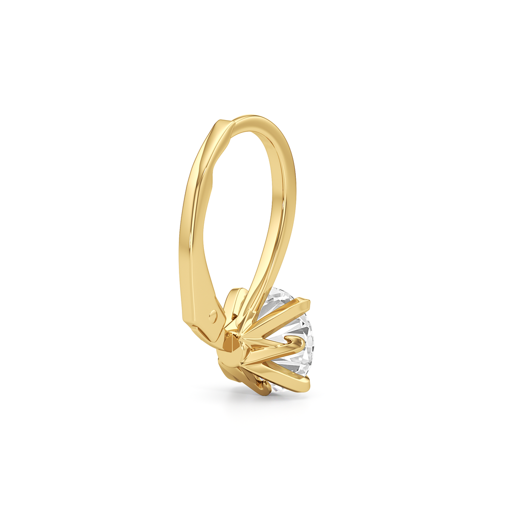 The W Classic Earrings with 18KT Yellow Gold / Lab / 2 Cut Diamond in 14KT Yellow Gold / Lab / 2 view 6
