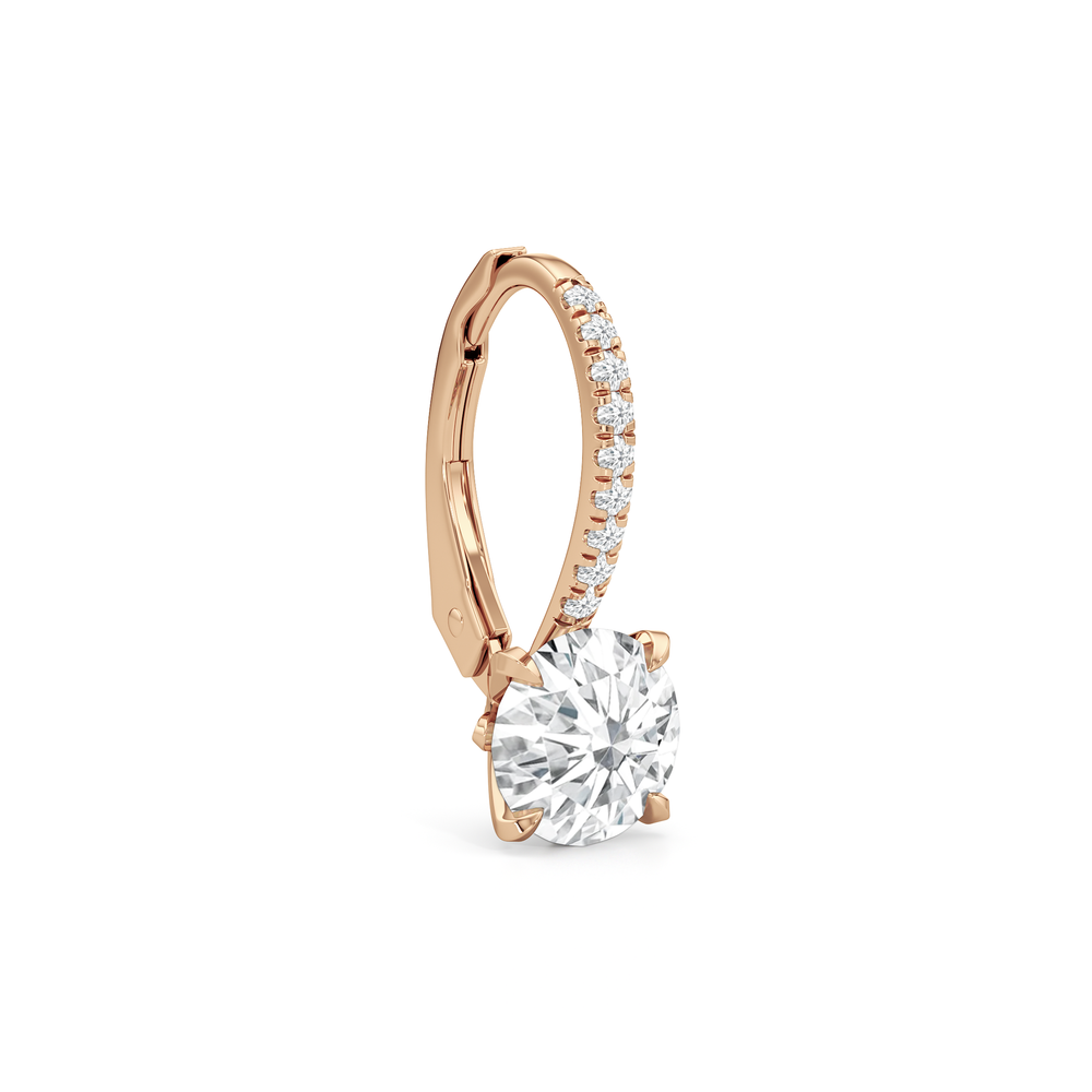 The W Pavé Earrings with 18KT Rose Gold / Lab / 2 1/10 Cut Diamond in 14KT Rose Gold / Lab / 2 1/10 view 5
