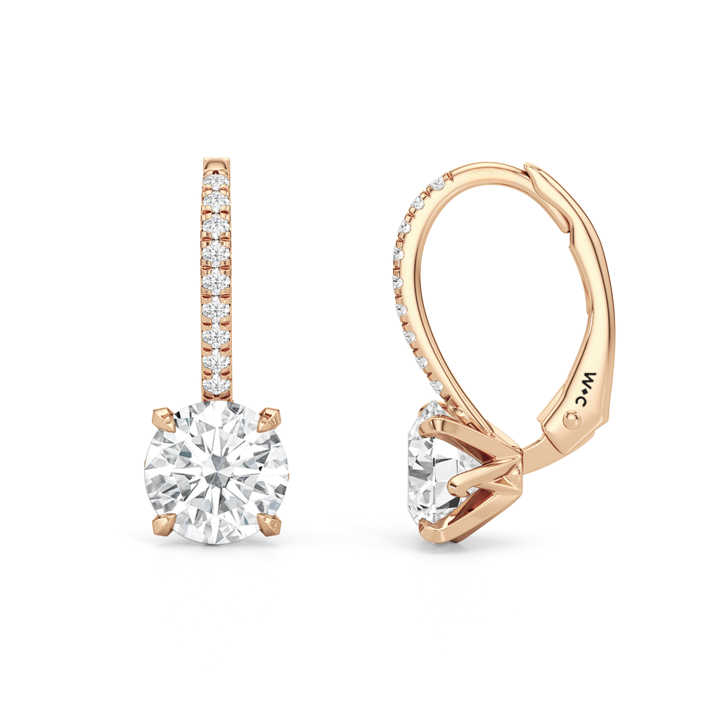 The W Pavé Earrings with 18KT Rose Gold / Lab / 2 1/10 Cut Diamond in 14KT Rose Gold / Lab / 2 1/10 view 2
