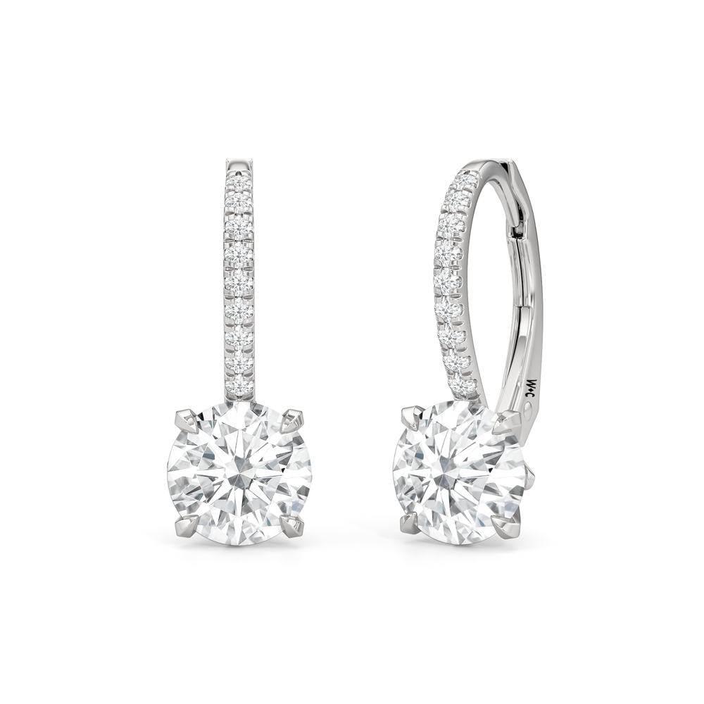 The W Pavé Earrings with 18KT White Gold / Lab / 2 1/10 Cut Diamond in 14KT White Gold / Lab / 2 1/10 view 7
