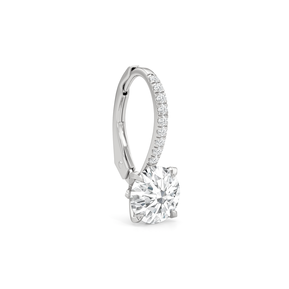 The W Pavé Earrings with 18KT White Gold / Lab / 2 1/10 Cut Diamond in 14KT White Gold / Lab / 2 1/10 view 5
