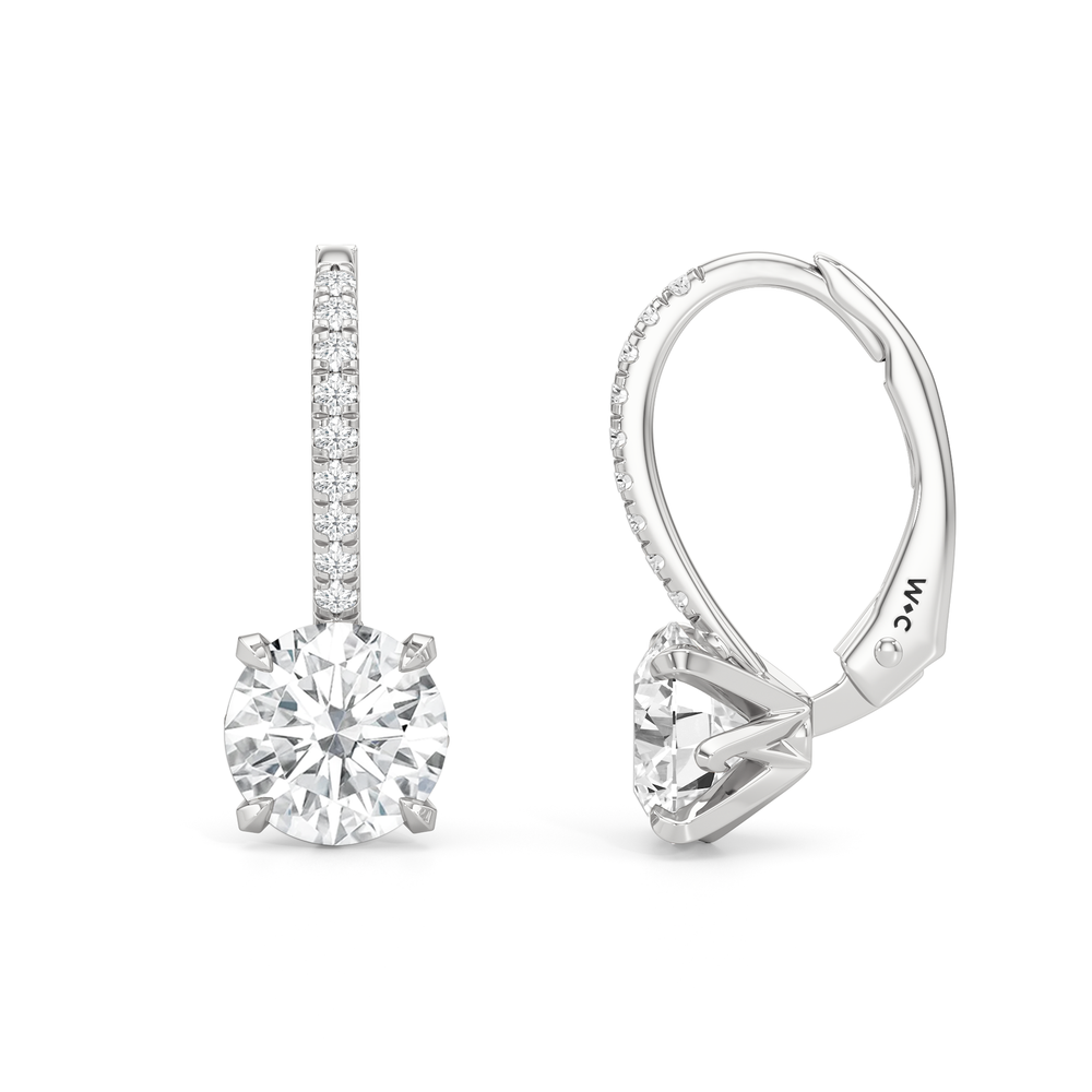The W Pavé Earrings with 18KT White Gold / Lab / 2 1/10 Cut Diamond in 14KT White Gold / Lab / 2 1/10 view 2
