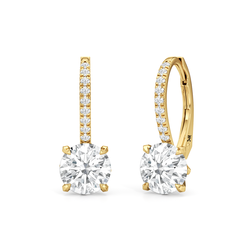 The W Pavé Earrings with 18KT Yellow Gold / Lab / 2 1/10 Cut Diamond in 14KT Yellow Gold / Lab / 2 1/10 view 7
