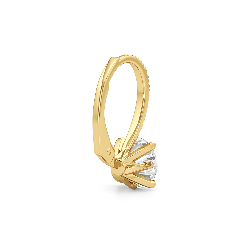The W Pavé Earrings with 18KT Yellow Gold / Lab / 2 1/10 Cut Diamond in 14KT Yellow Gold / Lab / 2 1/10 view 6
