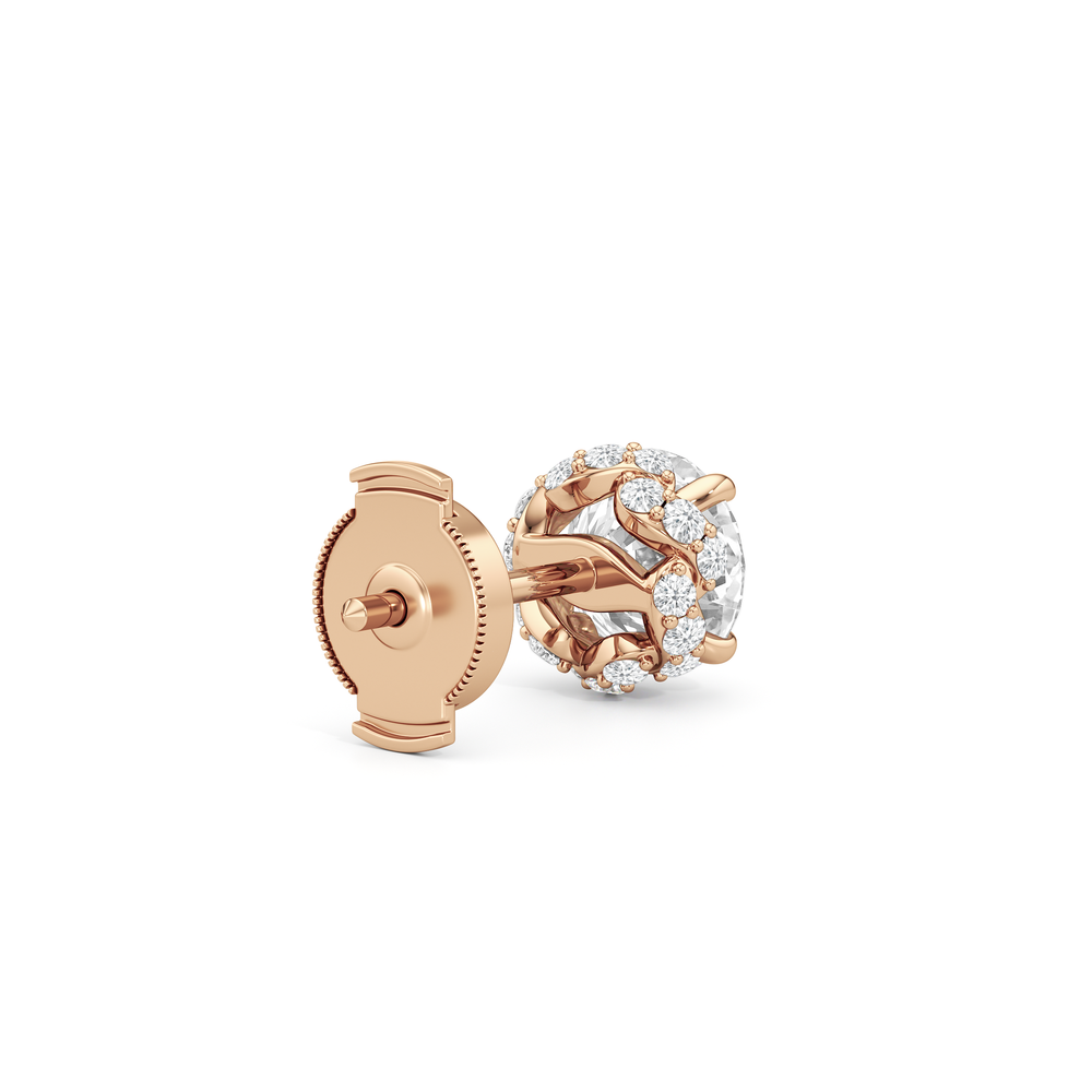 The Roosevelt Studs with 18KT Rose Gold / Lab / 2 1/4 Cut Diamond in 14KT Rose Gold / Lab / 2 1/4 view 6
