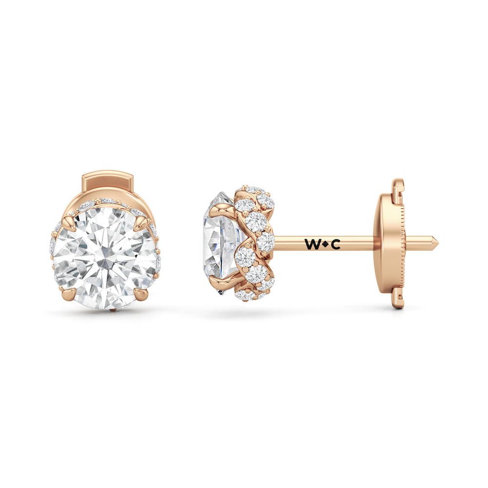 The Roosevelt Studs with 18KT Rose Gold / Lab / 2 1/4 Cut Diamond in 14KT Rose Gold / Lab / 2 1/4 view 7
