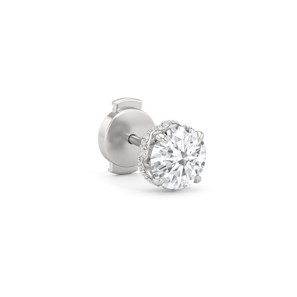 The Roosevelt Studs with Platinum / Lab / 2 1/4 Cut Diamond in 14KT Platinum / Lab / 2 1/4 view 5
