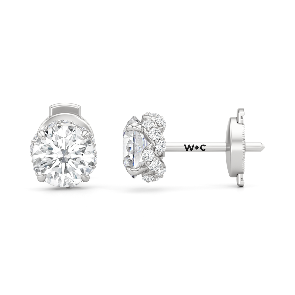 The Roosevelt Studs with Platinum / Lab / 2 1/4 Cut Diamond in 14KT Platinum / Lab / 2 1/4 view 7
