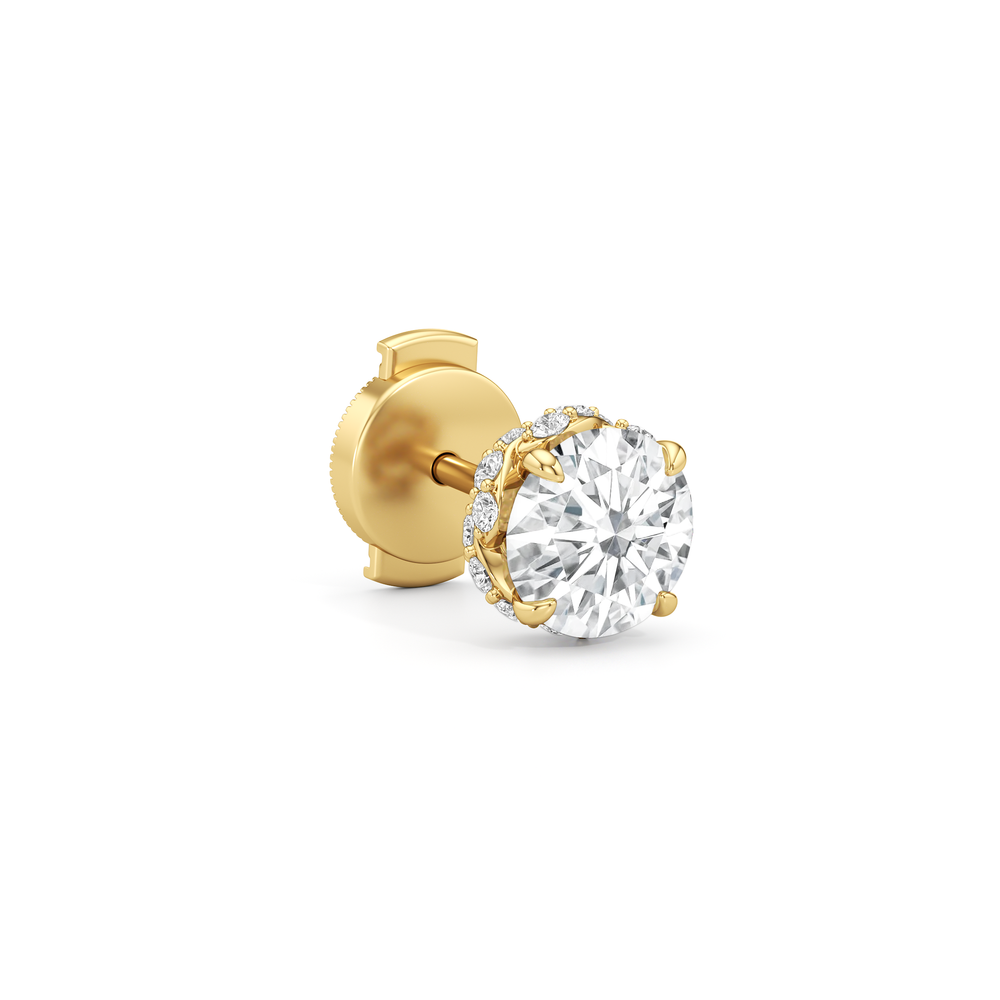 The Roosevelt Studs with 18KT Yellow Gold / Lab / 2 1/4 Cut Diamond in 14KT Yellow Gold / Lab / 2 1/4 view 5
