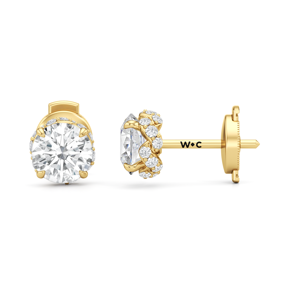 The Roosevelt Studs with 18KT Yellow Gold / Lab / 2 1/4 Cut Diamond in 14KT Yellow Gold / Lab / 2 1/4 view 7
