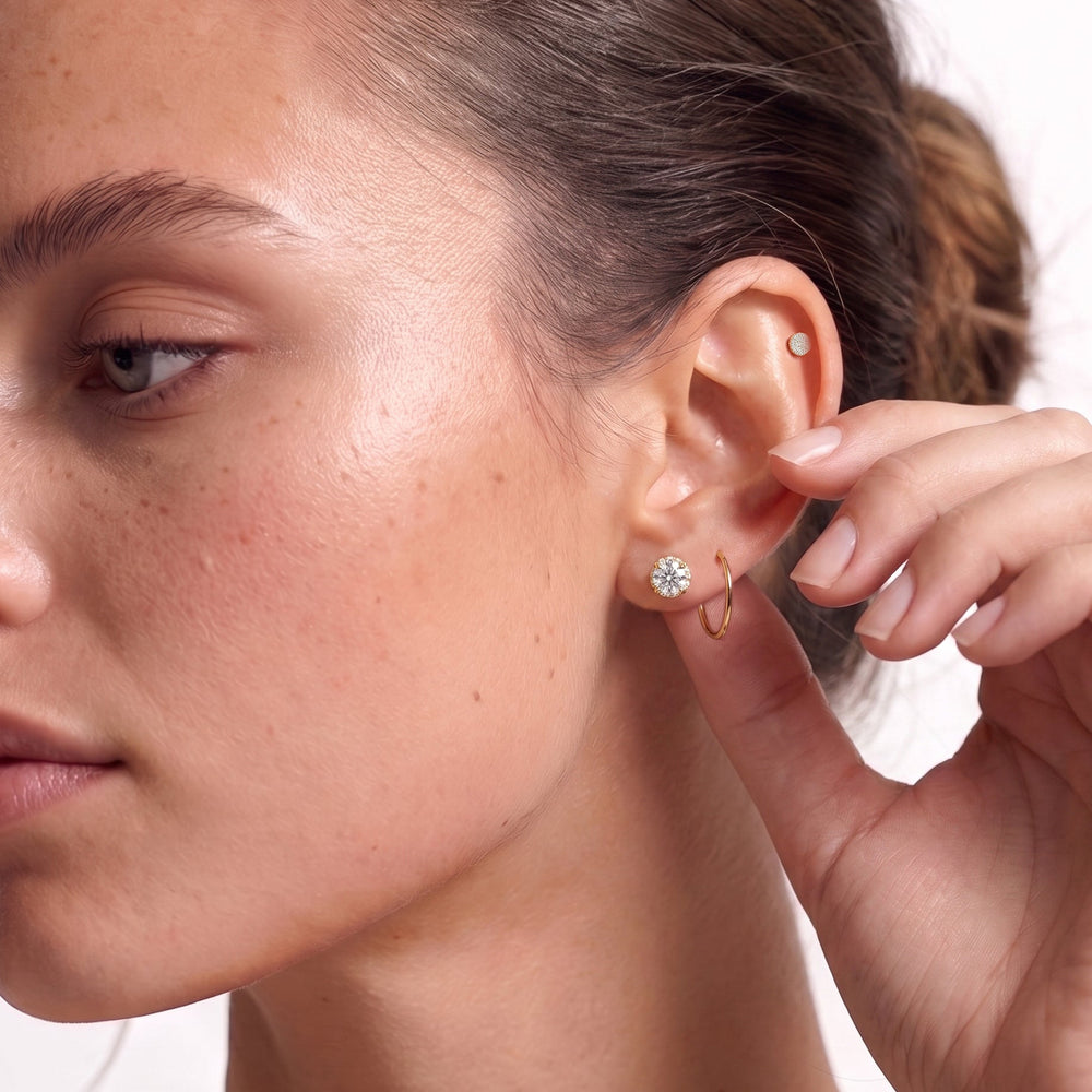 The Roosevelt Studs with Platinum / Lab / 2 1/4 Cut Diamond in 14KT Platinum / Lab / 2 1/4 view 4
