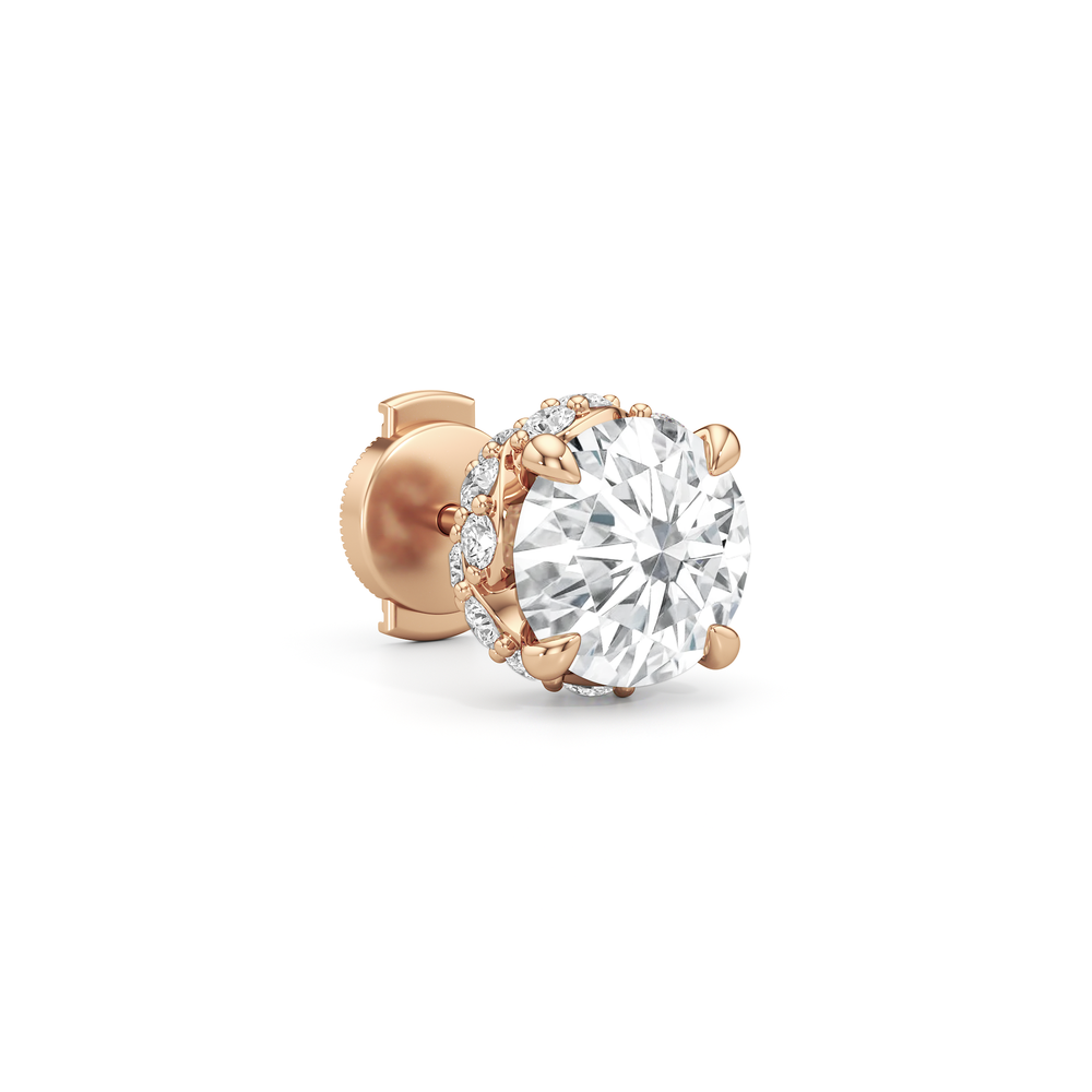 The Roosevelt Grand Studs with 18KT Rose Gold / Lab / 4 3/4 Cut Diamond in 14KT Rose Gold / Lab / 4 3/4 view 5
