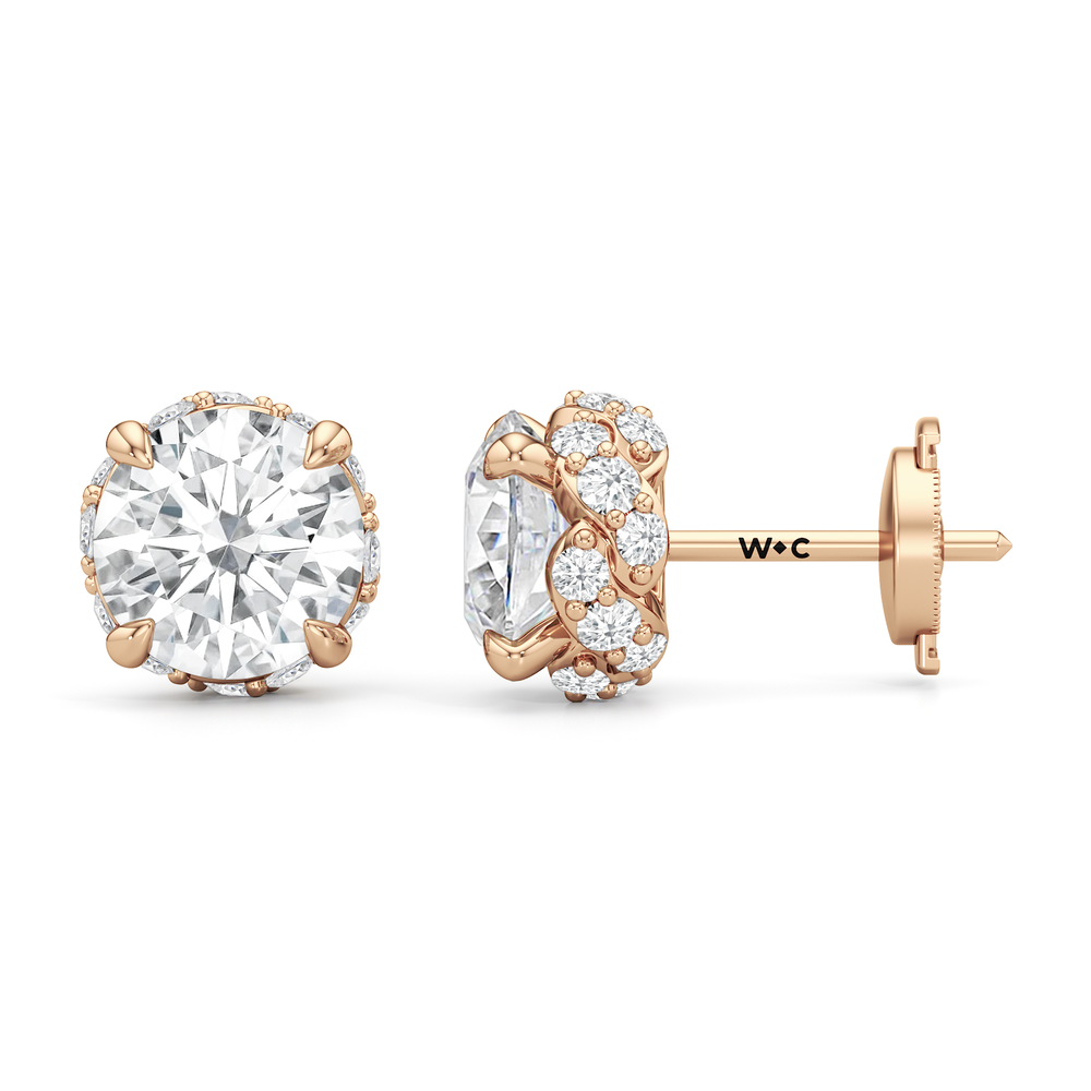 The Roosevelt Grand Studs with 18KT Rose Gold / Lab / 4 3/4 Cut Diamond in 14KT Rose Gold / Lab / 4 3/4 view 7

