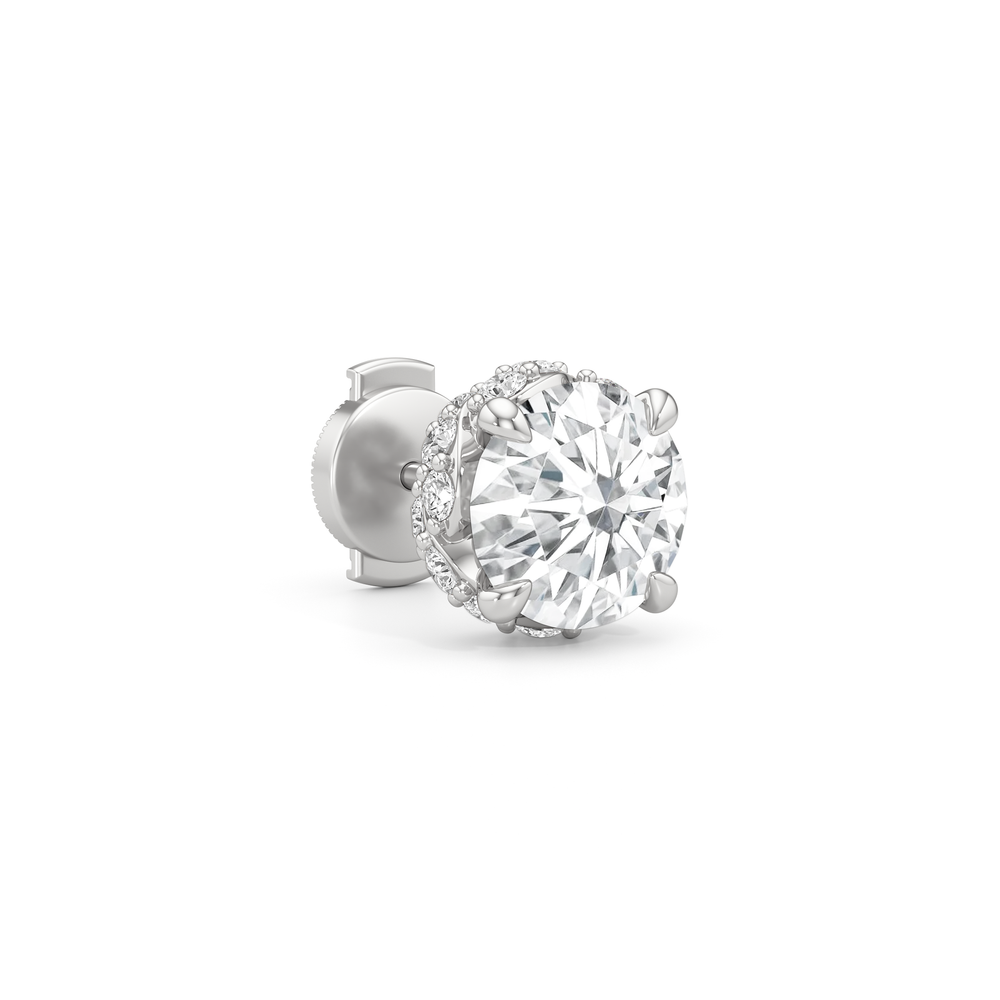 The Roosevelt Grand Studs with Platinum / Lab / 4 3/4 Cut Diamond in 14KT Platinum / Lab / 4 3/4 view 5
