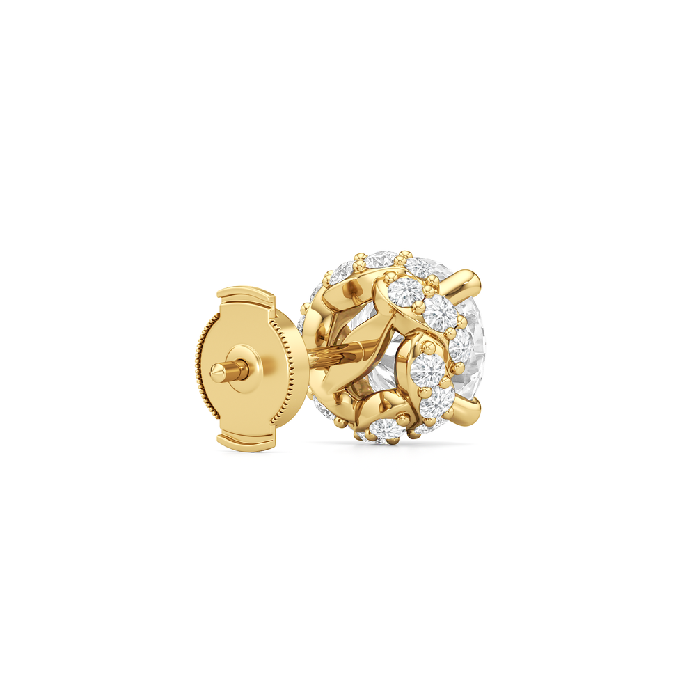 The Roosevelt Grand Studs with 18KT Yellow Gold / Lab / 4 3/4 Cut Diamond in 14KT Yellow Gold / Lab / 4 3/4 view 6
