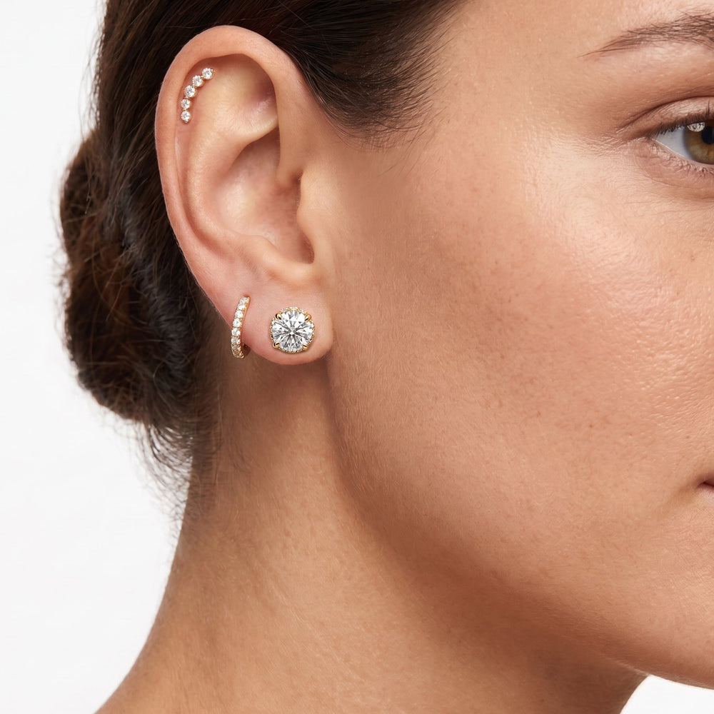 The Roosevelt Grand Studs with 18KT Rose Gold / Lab / 4 3/4 Cut Diamond in 14KT Rose Gold / Lab / 4 3/4 view 4
