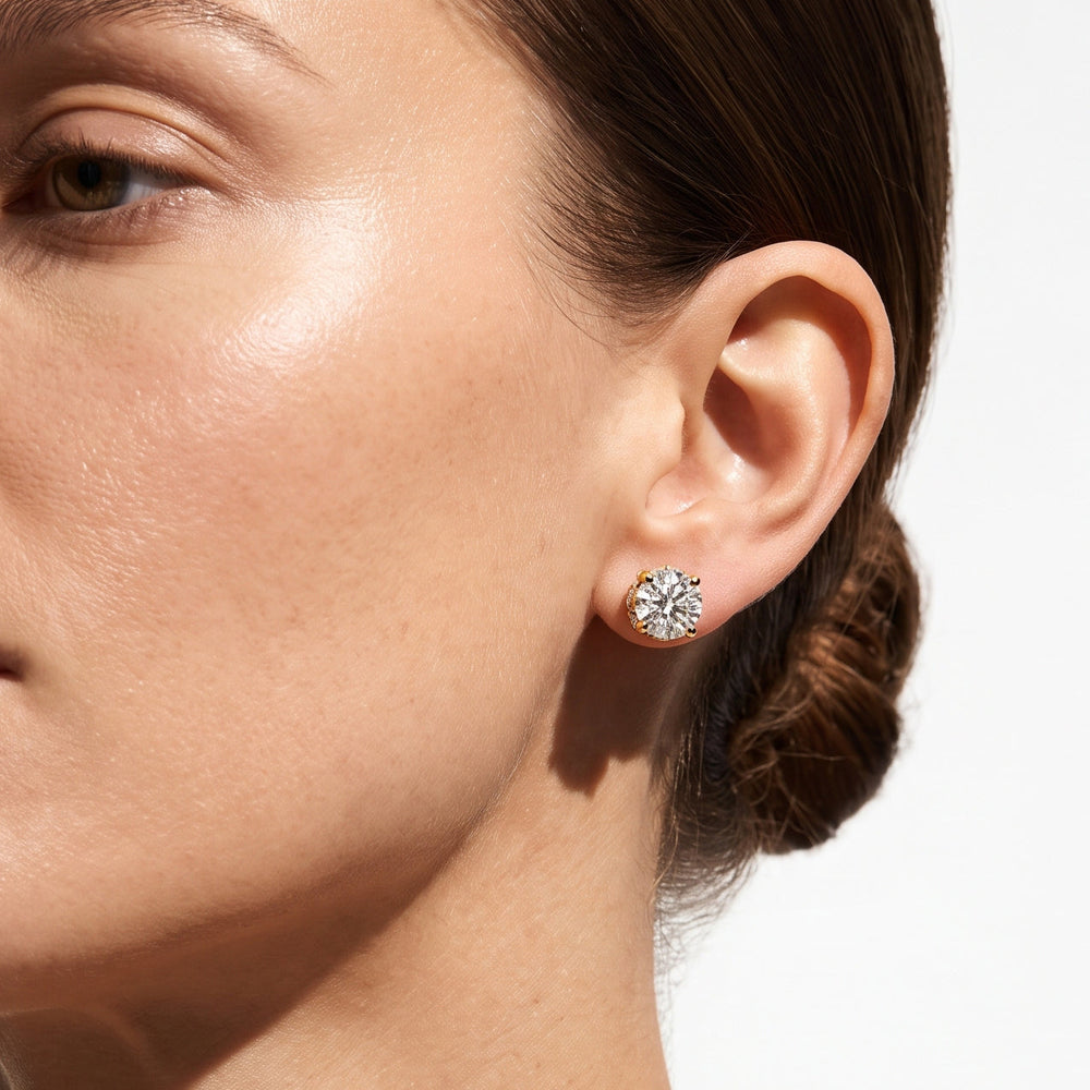 The Roosevelt Grand Studs with 18KT Rose Gold / Lab / 4 3/4 Cut Diamond in 14KT Rose Gold / Lab / 4 3/4 view 3
