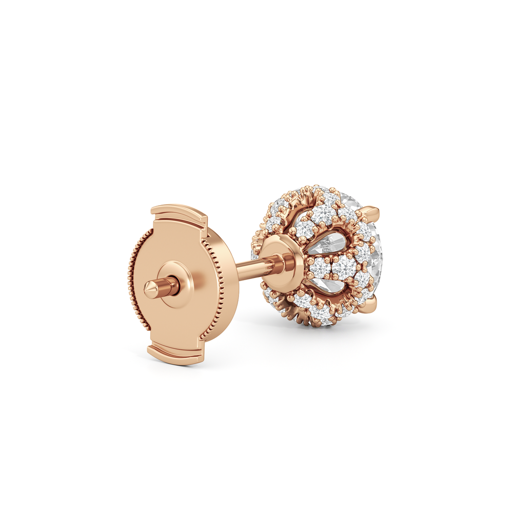 The Chrysler Studs with 18KT Rose Gold / Lab / 2 1/4 Cut Diamond in 14KT Rose Gold / Lab / 2 1/4 view 7
