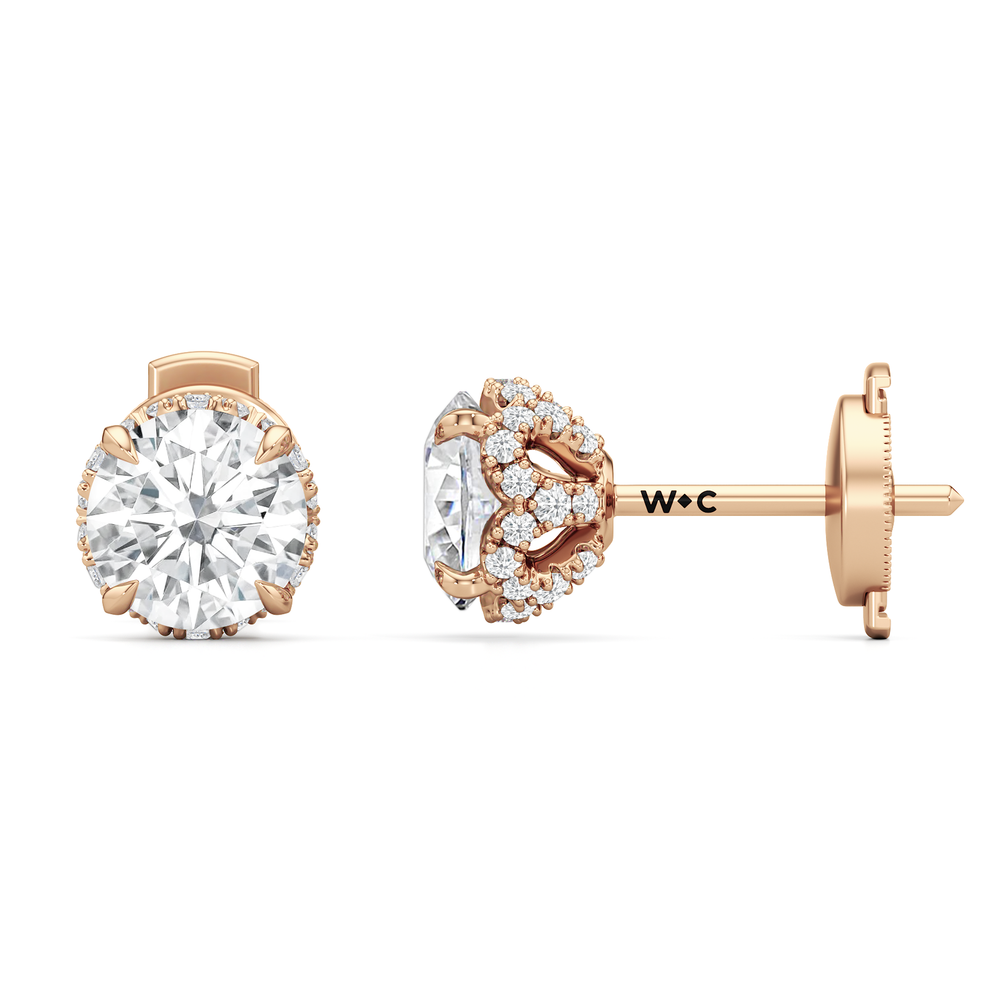 The Chrysler Studs with 18KT Rose Gold / Lab / 2 1/4 Cut Diamond in 14KT Rose Gold / Lab / 2 1/4 view 5
