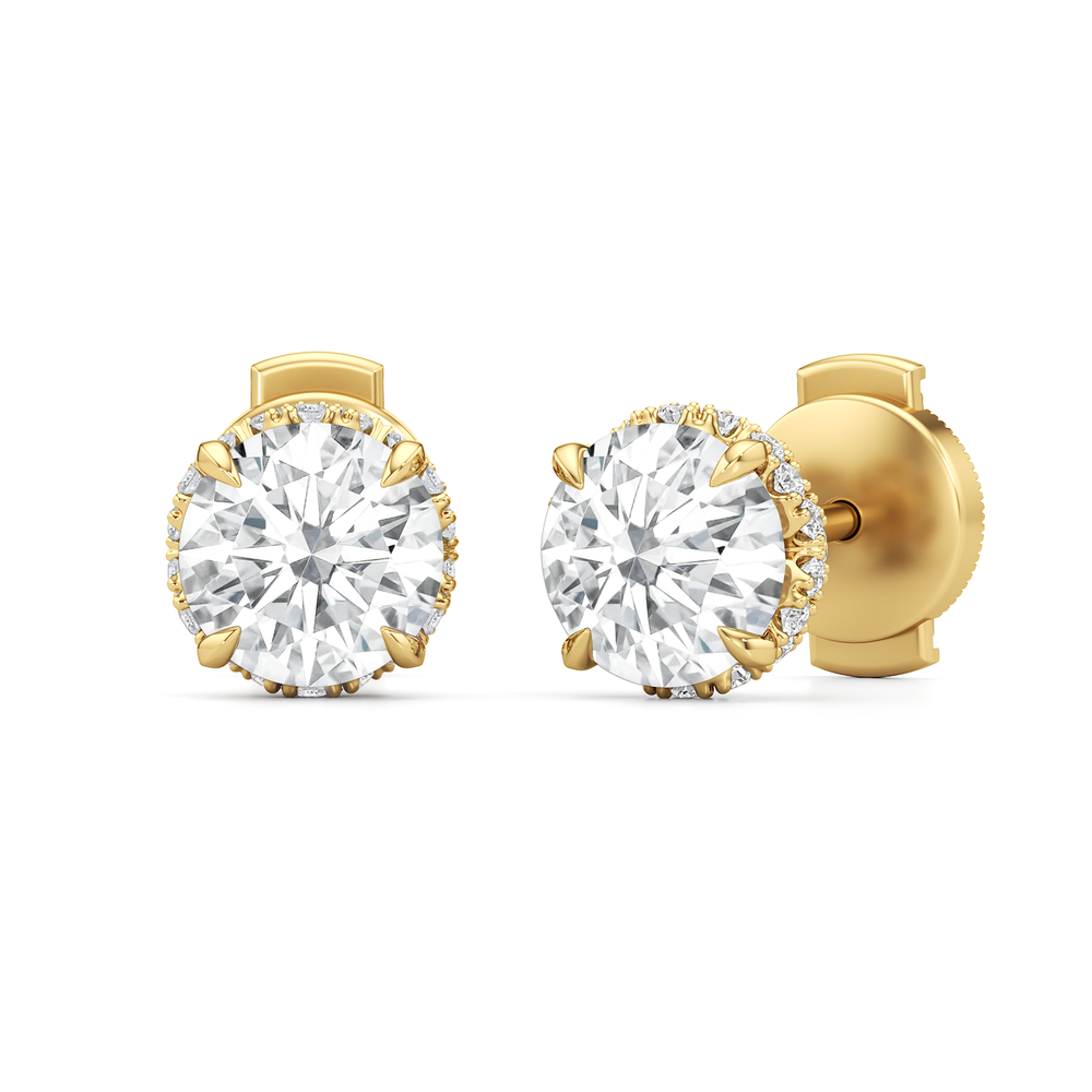 The Chrysler Studs with 18KT Yellow Gold / Lab / 2 1/4 Cut Diamond in 14KT Yellow Gold / Lab / 2 1/4 view 2
