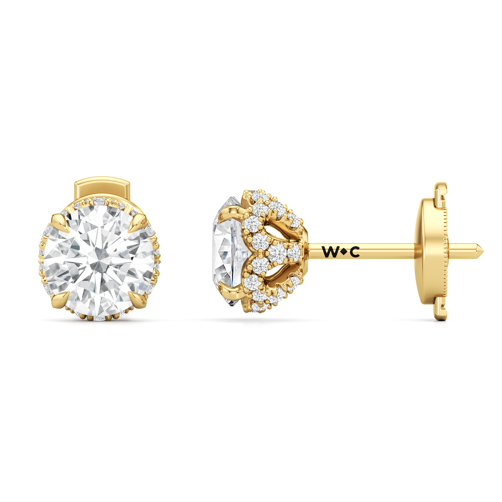 The Chrysler Studs with 18KT Yellow Gold / Lab / 2 1/4 Cut Diamond in 14KT Yellow Gold / Lab / 2 1/4 view 5
