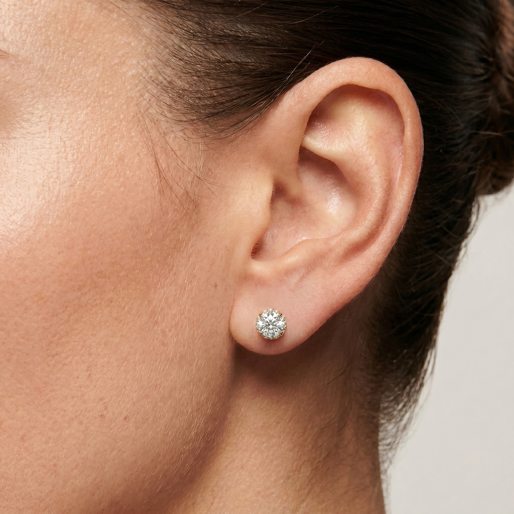 The Chrysler Studs with 18KT Rose Gold / Lab / 2 1/4 Cut Diamond in 14KT Rose Gold / Lab / 2 1/4 view 3

