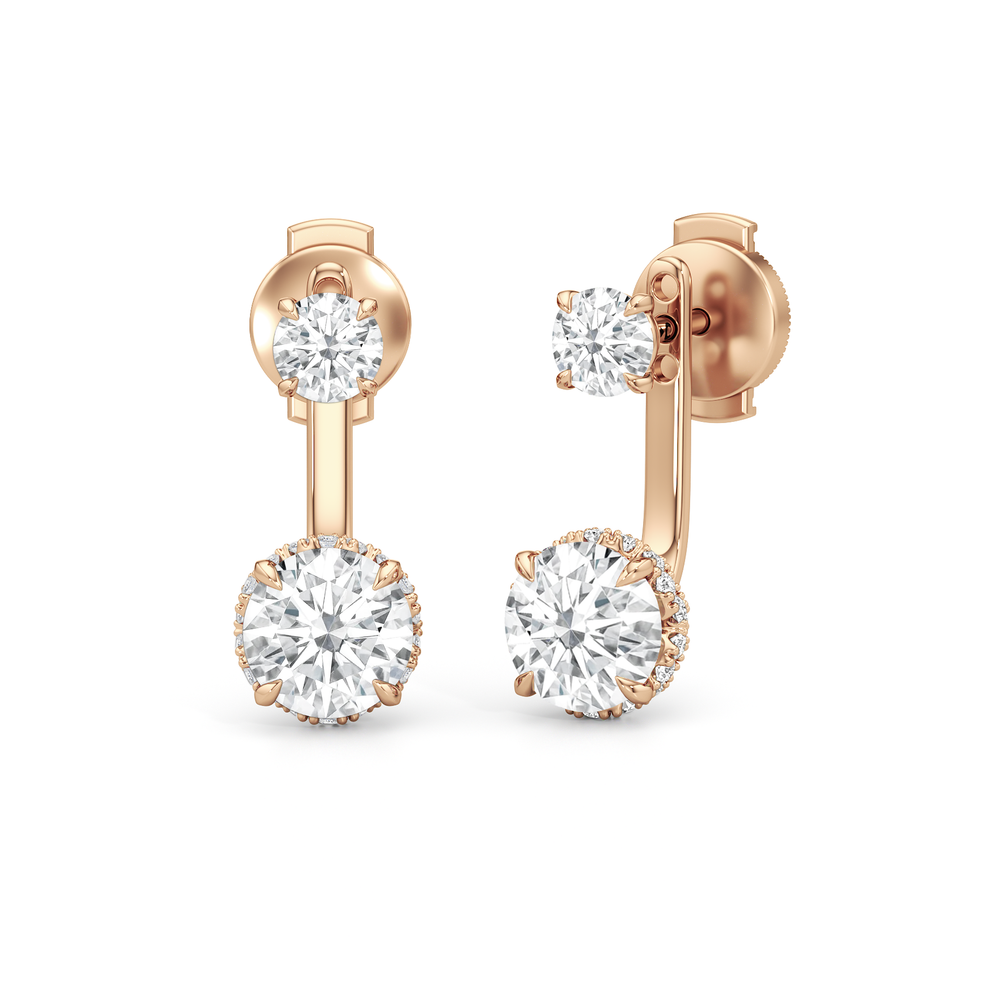 The Chrysler Front Back Studs with 18KT Rose Gold / Lab / 2 3/4 Cut Diamond in 14KT Rose Gold / Lab / 2 3/4 view 2
