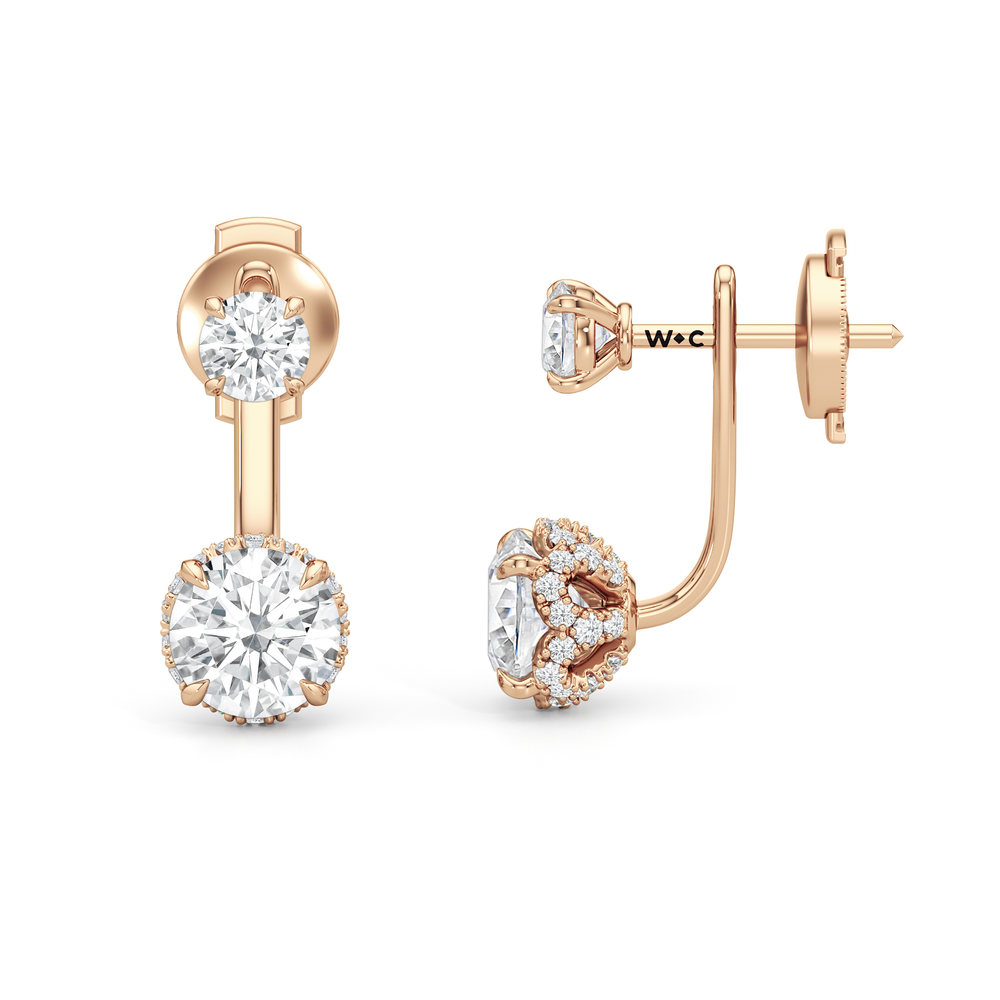 The Chrysler Front Back Studs with 18KT Rose Gold / Lab / 2 3/4 Cut Diamond in 14KT Rose Gold / Lab / 2 3/4 view 5
