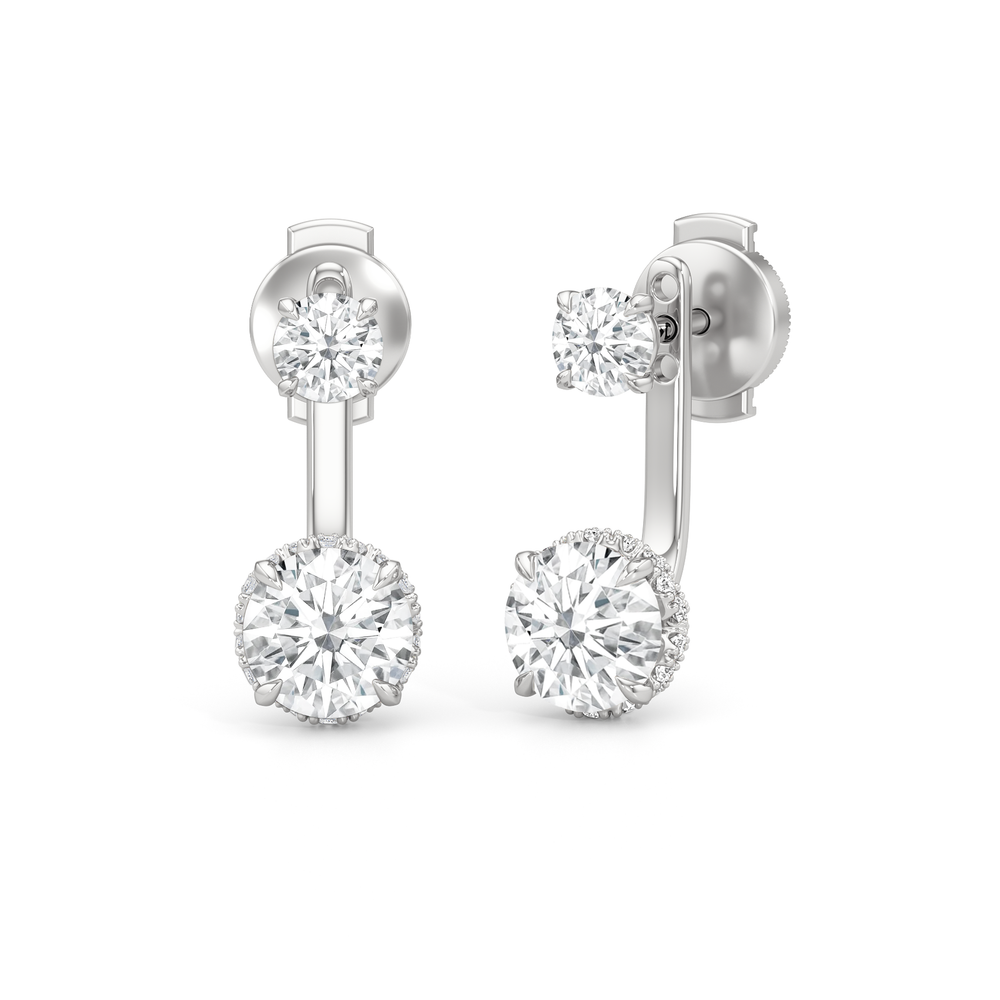 The Chrysler Front Back Studs with 18KT White Gold / Lab / 2 3/4 Cut Diamond in 14KT White Gold / Lab / 2 3/4 view 2
