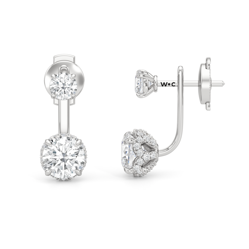 The Chrysler Front Back Studs with 18KT White Gold / Lab / 2 3/4 Cut Diamond in 14KT White Gold / Lab / 2 3/4 view 5
