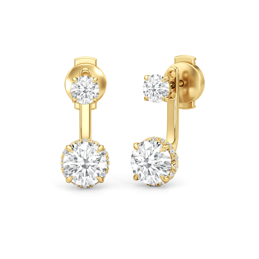 The Chrysler Front Back Studs with 18KT Yellow Gold / Lab / 2 3/4 Cut Diamond in 14KT Yellow Gold / Lab / 2 3/4 view 2
