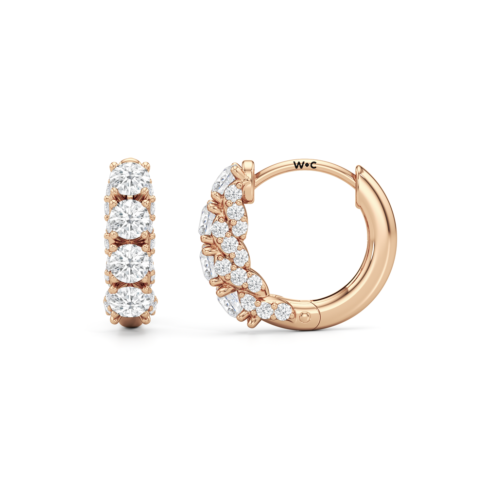 The Roosevelt Hoops with 18KT Rose Gold / Lab / 5/8 Cut Diamond in 14KT Rose Gold / Lab / 5/8 view 7
