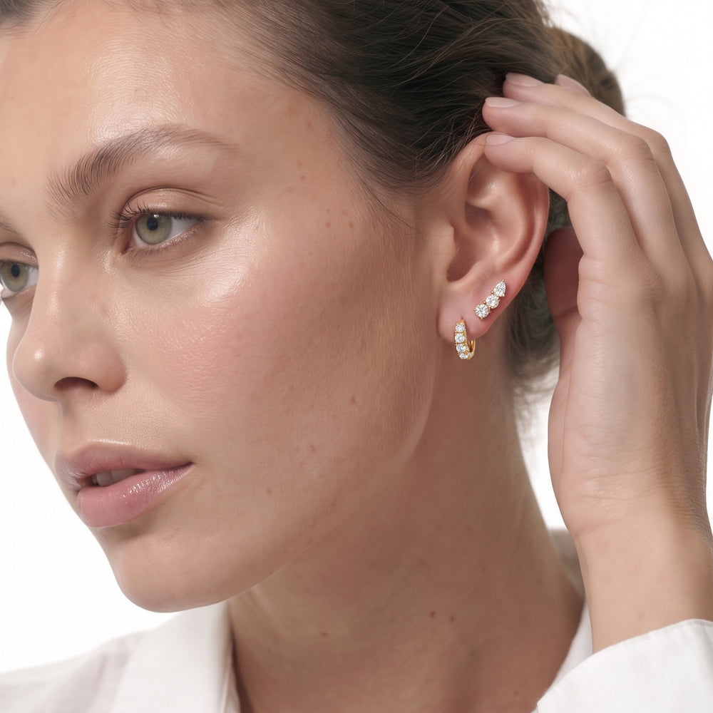 The Roosevelt Hoops with 18KT Rose Gold / Lab / 5/8 Cut Diamond in 14KT Rose Gold / Lab / 5/8 view 4
