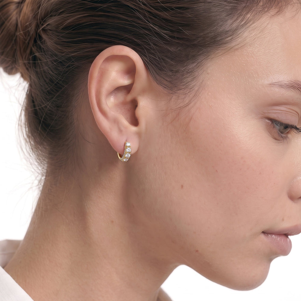 The Roosevelt Hoops with 18KT Yellow Gold / Lab / 5/8 Cut Diamond in 14KT Yellow Gold / Lab / 5/8 view 3
