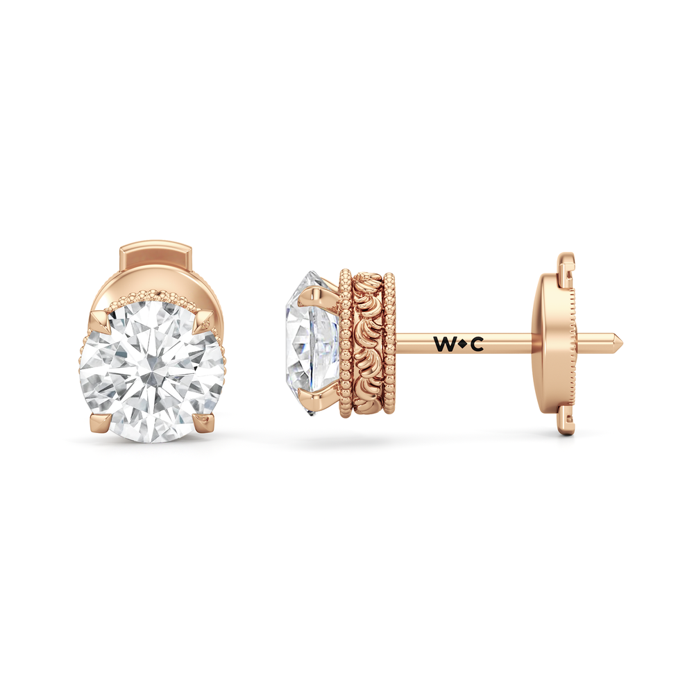 The Seraphine Studs with 14KT Rose Gold / Lab / 2 1/20 Cut Diamond in 14KT Rose Gold / Lab / 2 1/20 view 7
