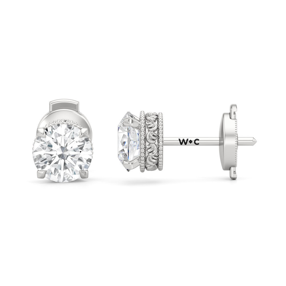 The Seraphine Studs with 14KT White Gold / Lab / 2 1/20 Cut Diamond in 14KT White Gold / Lab / 2 1/20 view 7

