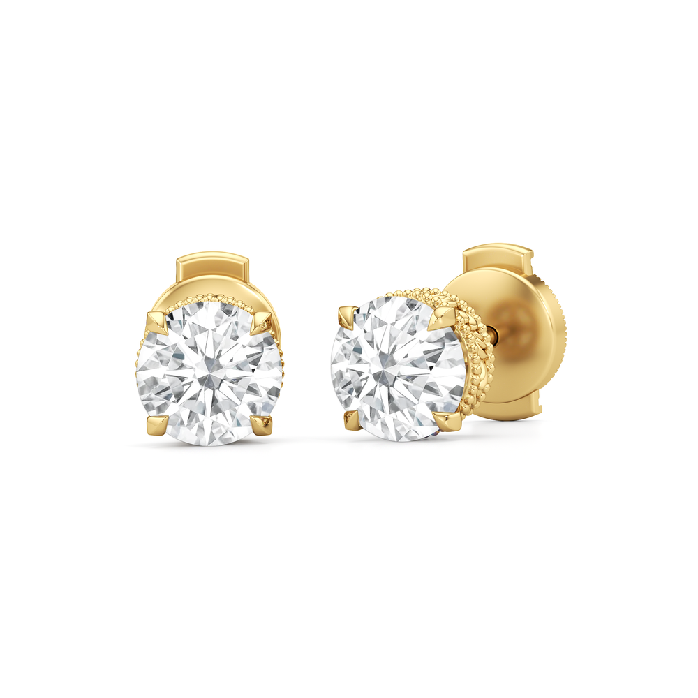 The Seraphine Studs with 14KT Yellow Gold / Lab / 2 1/20 Cut Diamond in 14KT Yellow Gold / Lab / 2 1/20 view 2
