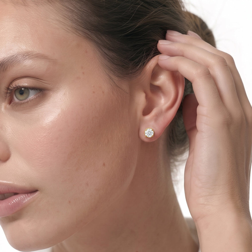 The Seraphine Studs with 14KT Rose Gold / Lab / 2 1/20 Cut Diamond in 14KT Rose Gold / Lab / 2 1/20 view 3
