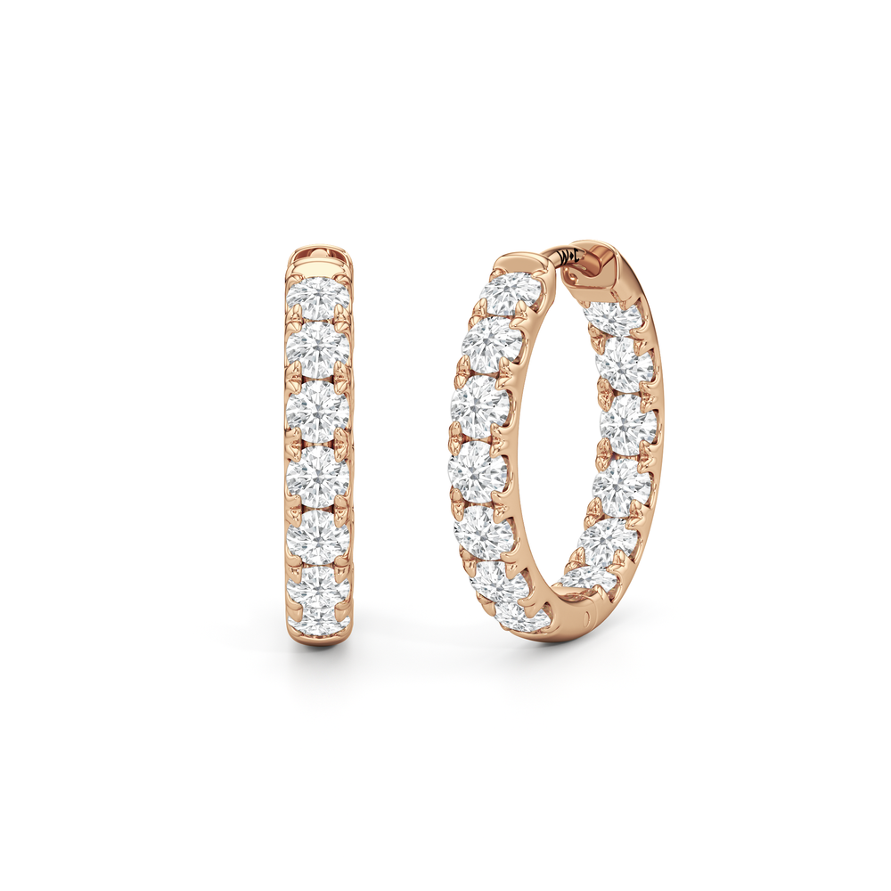 The Elan Hoops with 14KT Rose Gold / Lab / 1 3/8 Cut Diamond in 14KT Rose Gold / Lab / 1 3/8 view 1
