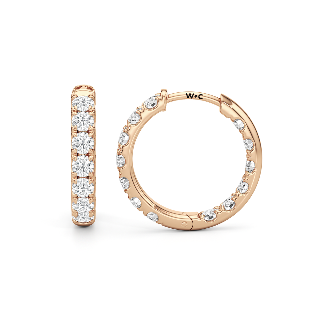 The Elan Hoops with 14KT Rose Gold / Lab / 1 3/8 Cut Diamond in 14KT Rose Gold / Lab / 1 3/8 view 6
