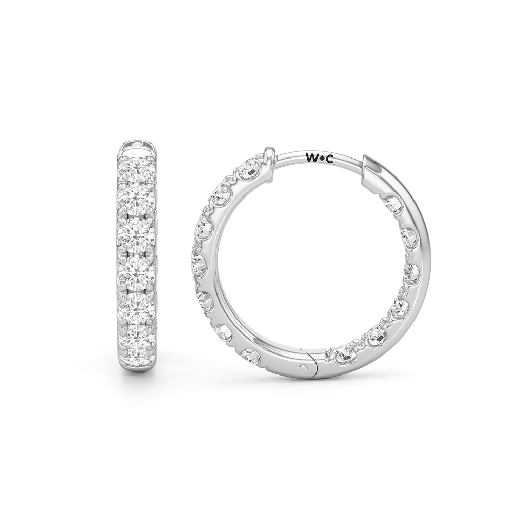 The Elan Hoops with 14KT White Gold / Lab / 1 3/8 Cut Diamond in 14KT White Gold / Lab / 1 3/8 view 6
