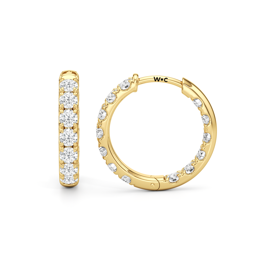 The Elan Hoops with 14KT Yellow Gold / Lab / 1 3/8 Cut Diamond in 14KT Yellow Gold / Lab / 1 3/8 view 6
