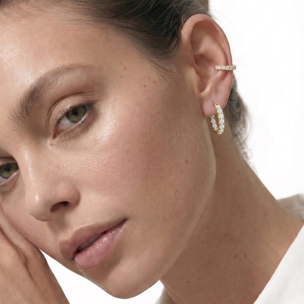The Elan Hoops with 14KT Rose Gold / Lab / 1 3/8 Cut Diamond in 14KT Rose Gold / Lab / 1 3/8 view 3
