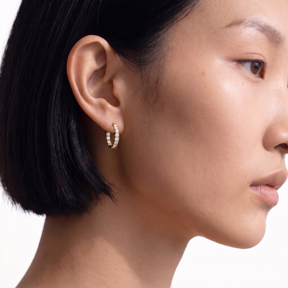 The Elan Hoops with 14KT Yellow Gold / Lab / 1 3/8 Cut Diamond in 14KT Yellow Gold / Lab / 1 3/8 view 2

