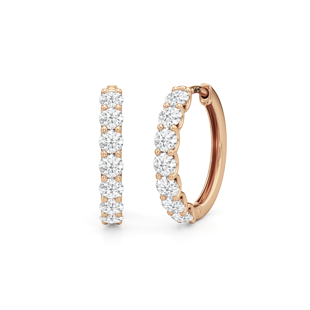 The Arc Hoops with 18KT Rose Gold / Lab / 1 Cut Diamond in 14KT Rose Gold / Lab / 1 view 1
