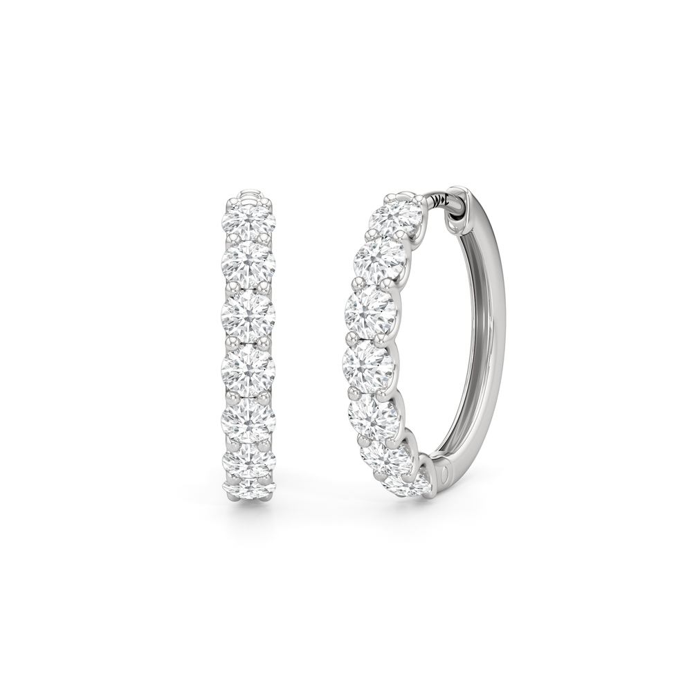 The Arc Hoops with Platinum / Lab / 1 Cut Diamond in 14KT Platinum / Lab / 1 view 1
