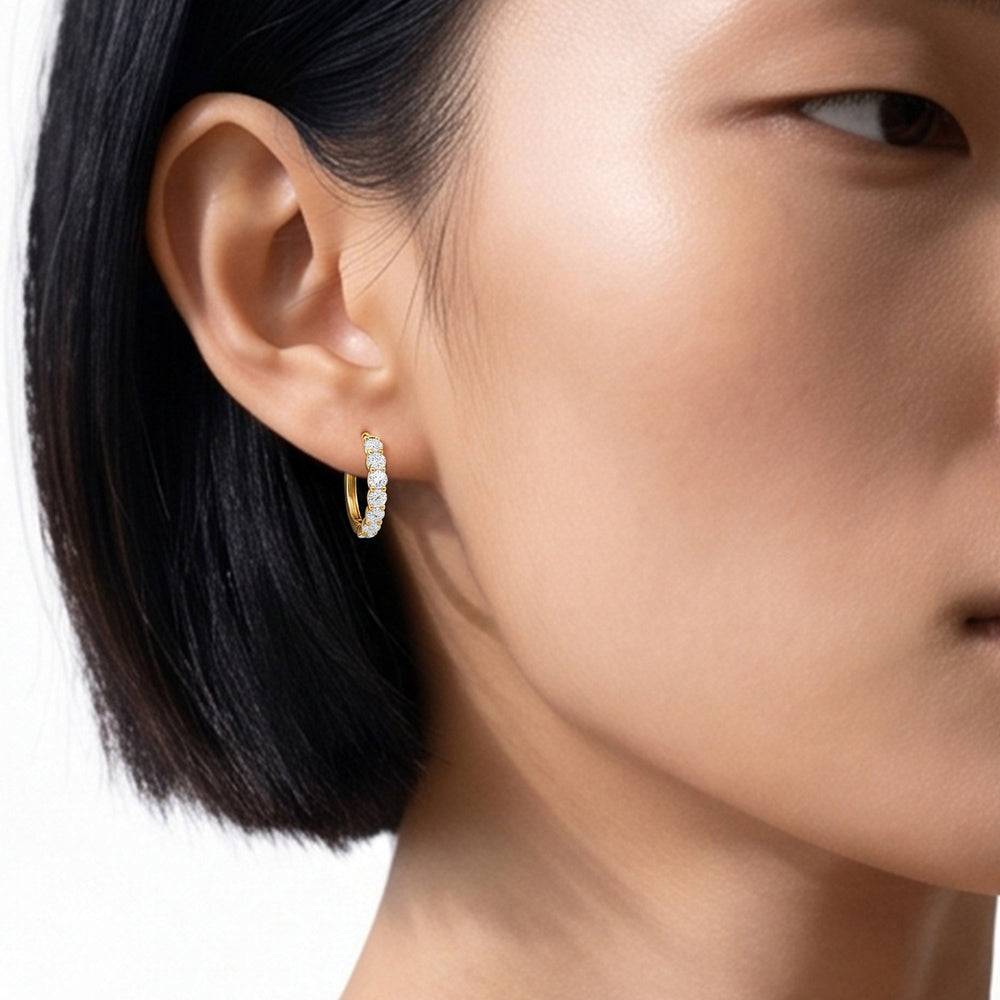 The Arc Hoops with 18KT Rose Gold / Lab / 1 Cut Diamond in 14KT Rose Gold / Lab / 1 view 2
