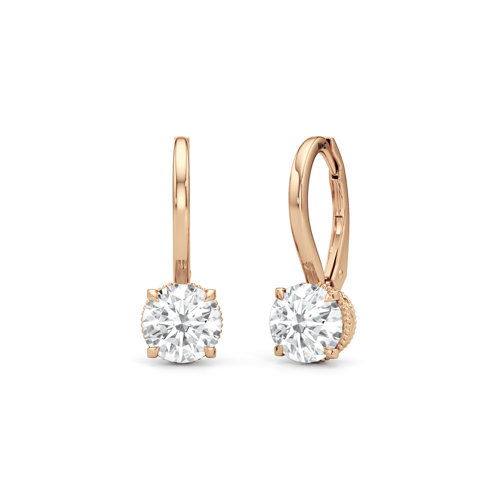 The Seraphine Classic Earrings with 14KT Rose Gold / Lab / 2 1/20 Cut Diamond in 14KT Rose Gold / Lab / 2 1/20 view 2
