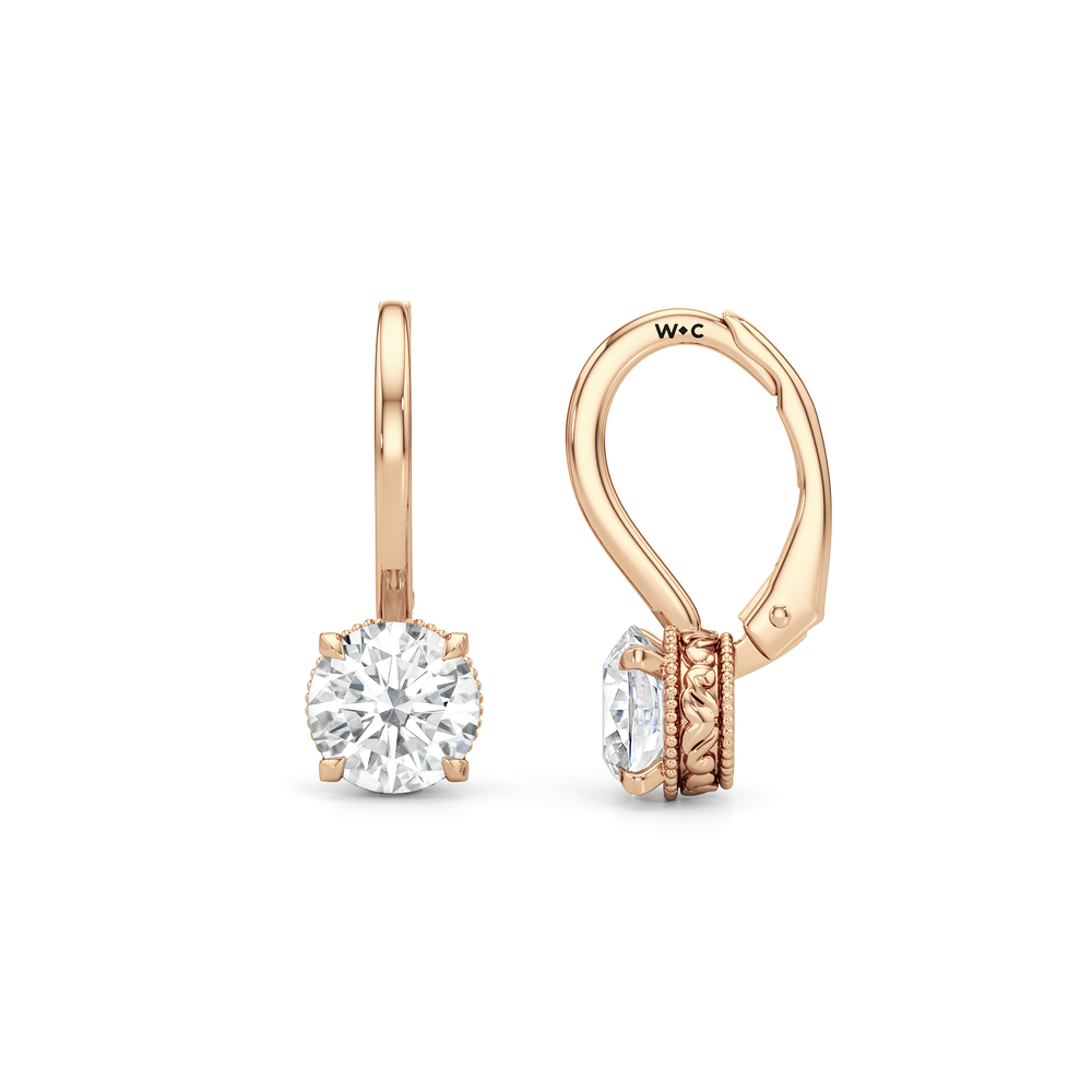 The Seraphine Classic Earrings with 14KT Rose Gold / Lab / 2 1/20 Cut Diamond in 14KT Rose Gold / Lab / 2 1/20 view 7
